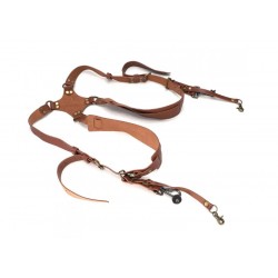 Leather Camera Dual Shoulder Strap, Brown Leather Camera Dual Shoulder Strap, Brown