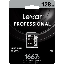 Lexar 128GB Professional 1667x UHS-II SDXC Memory Card
