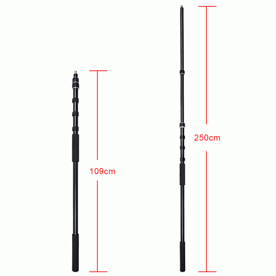 Yelangu 2.5m aluminum alloy microphone boom pole with carrying bag