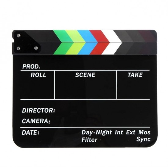 Black and White Acrylic Slate ClapperBoard Black and White Acrylic Slate ClapperBoard