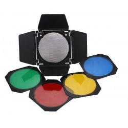 Godox BD-04 Barndoor Kit with 4 Color Gels and Honeycomb for Strobe  Godox BD-04 Barndoor Kit with 4 Color Gels and Honeycomb for Strobe