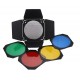 Godox BD-04 Barndoor Kit with 4 Color Gels and Honeycomb for Strobe 