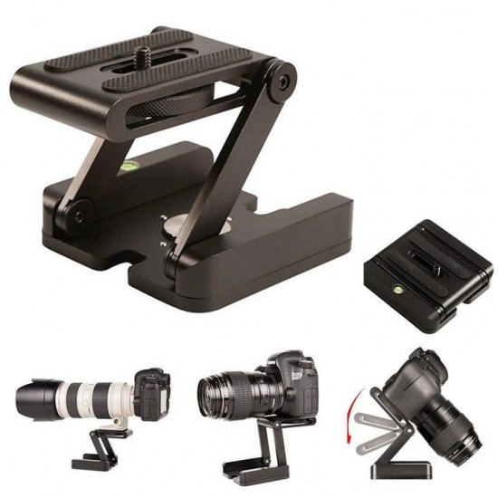 Z-Folding Pan Tilt Universal Tripod Head Bracket with Quick Release Plate