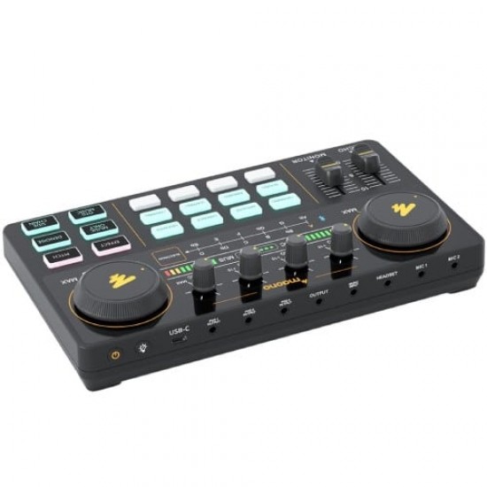 Maono AU-AM200 Audio Interface With DJ Mixer and Sound Card Plus Condenser Microphone