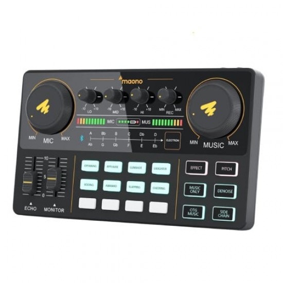 Maono AU-AM200 Audio Interface With DJ Mixer and Sound Card Plus Condenser Microphone