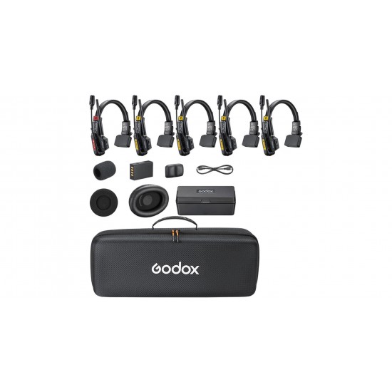 Godox SkyTalk Air 5S 5-Person Full-Duplex Wireless Intercom Headset System Godox SkyTalk Air 5S 5-Person Full-Duplex Wireless Intercom Headset System