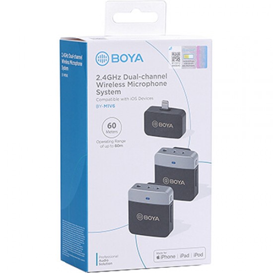 BOYA BY-M1V6 2-PERSON Wireless Microphone System with Lightning Connector for IOS Devices