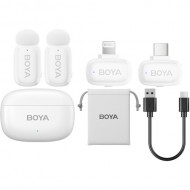 BOYA Mini 2-Person Tiny Wireless Microphone with Lightning & USB-C Connectors (White) BOYA Mini 2-Person Tiny Wireless Microphone with Lightning & USB-C Connectors (White)