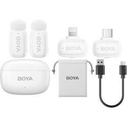 BOYA Mini 2-Person Tiny Wireless Microphone with Lightning & USB-C Connectors (White) BOYA Mini 2-Person Tiny Wireless Microphone with Lightning & USB-C Connectors (White)