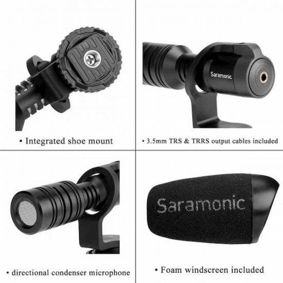 Saramonic VMIC Mini Ultra-Compact Camera Mount Shotgun Microphone for DSLR Cameras and Smartphones