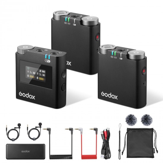 Godox Virso M2 2-Person Wireless Microphone System for Cameras and Smartphones (2.4 GHz)