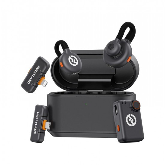 Hollyland LARK M2S Ultimate Combo 2-Person Wireless Microphone System for Cameras and Mobile Devices (2.4 GHz, Space Gray)