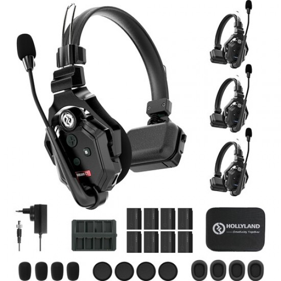 Hollyland Solidcom C1-4S Full-Duplex Wireless DECT Intercom System with 4 Headsets 
