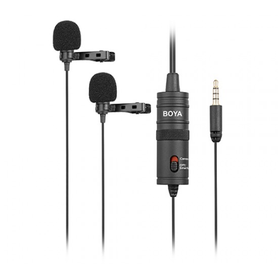 BOYA BY-M1DM Double Head Lavalier Lapel Clip-on Microphone for cameras and smartphones
