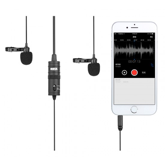 BOYA BY-M1DM Double Head Lavalier Lapel Clip-on Microphone for cameras and smartphones