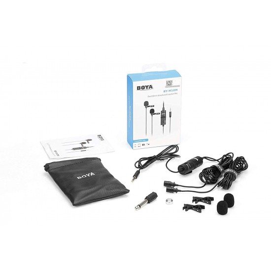 BOYA BY-M1DM Double Head Lavalier Lapel Clip-on Microphone for cameras and smartphones