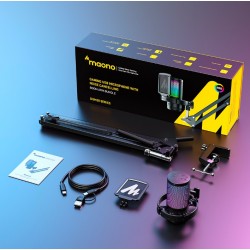 MAONO DGM20S Gamerwave Condenser USB Gaming RGB Microphone with Boom Arm