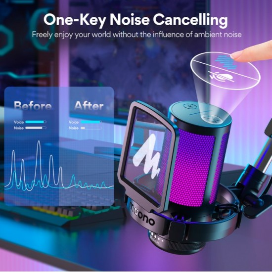 MAONO DGM20S Gamerwave Condenser USB Gaming RGB Microphone with Boom Arm