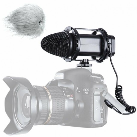 BOYA BY-V02 Compact External Stereo Video Microphone for DSLR Cameras BOYA BY-V02 Compact External Stereo Video Microphone for DSLR Cameras