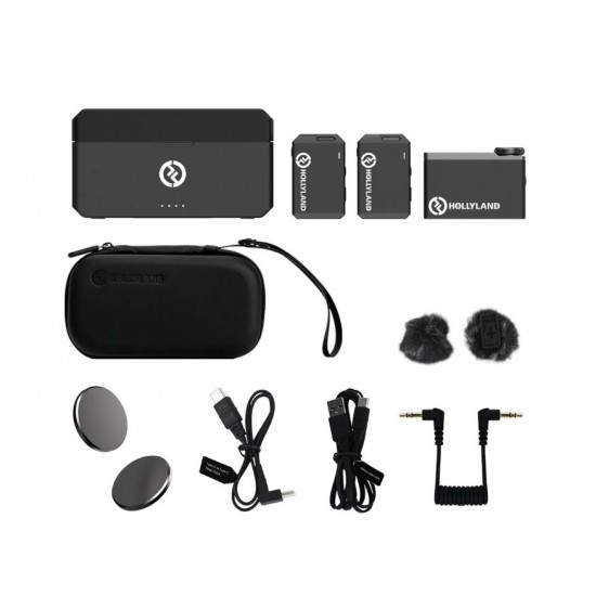HOLLYLAND LARK MAX Duo – Microfono A Cravatta Wireless Con MaxTimbre, ENC, 8GB Di Memoria Integrata, 22h Autonomia, Portata 250m