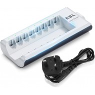 EBL 8 Bay Smart Charger for AA/AAA NI-MH and NI-CD Rechargeable Batteries with AC Plug EBL 8 Bay Smart Charger for AA/AAA NI-MH and NI-CD Rechargeable Batteries with AC Plug