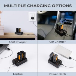 K&F Concept LP-E6/E6N/E6NH/E6P Dual Slot Quick Battery Charger, Micro USB and Type-C Charger K&F Concept LP-E6/E6N/E6NH/E6P Dual Slot Quick Battery Charger, Micro USB and Type-C Charger