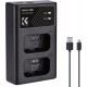 K&F Concept Sony NP-FW50 Dual Slot Quick Battery Charger, Micro USB and Type-C Charger