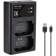 K&F Concept Sony NP-FZ100 Dual Slot Quick Battery Charger, Micro USB and Type-C Charger