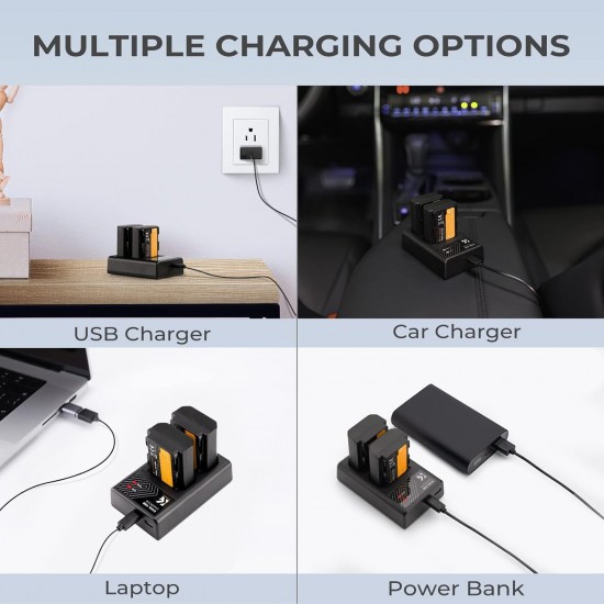 K&F Concept Sony NP-FZ100 Dual Slot Quick Battery Charger, Micro USB and Type-C Charger