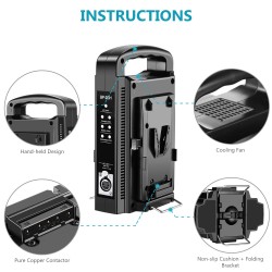 V-Mount/V Lock BP 2CH Dual Quick Battery AC Charger with DC 16.8V Power Supply Output V-Mount/V Lock BP 2CH Dual Quick Battery AC Charger with DC 16.8V Power Supply Output