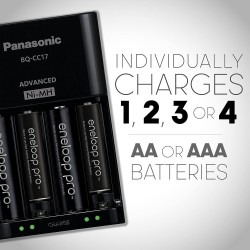 Panasonic Eneloop Pro Pre-Charged Rechargeable AA Ni-MH Batteries with Charger (2550mAh, Pack of Four) Panasonic Eneloop Pro Pre-Charged Rechargeable AA Ni-MH Batteries with Charger (2550mAh, Pack of Four)