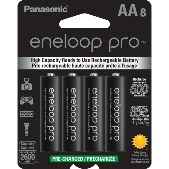 Panasonic Eneloop pro AA Pre-Charged Rechargeable Ni-MH Batteries (2550mAh, Pack of 4)