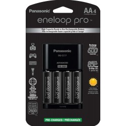 Panasonic Eneloop Pro Pre-Charged Rechargeable AA Ni-MH Batteries with Charger (2550mAh, Pack of Four)