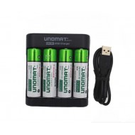 UNOMAT 2100mAh AA Precharged Rechargeable Ni-Mh Batteries (4 Pack) with Charger UNOMAT 2100mAh AA Precharged Rechargeable Ni-Mh Batteries (4 Pack) with Charger