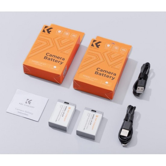 K&F Concept LP-E17 2-Battery Pack with Type-C Port for Select Canon Cameras (1040mAh)