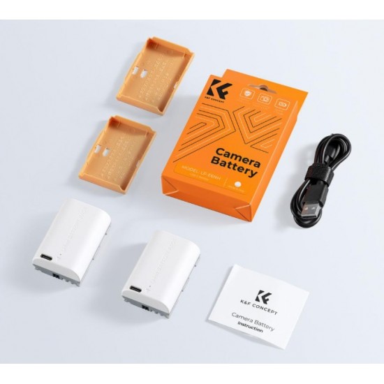 K&F Concept LP-E6NH 2- Battery Pack with Type-C Port for Select Canon Cameras