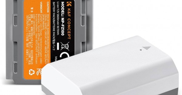 Batterie NP-FZ100 2600mAh + Chargeur Double K&F Concept - Compatible Sony A7III, A7IV, FX3, A6600, A7C Et Autres