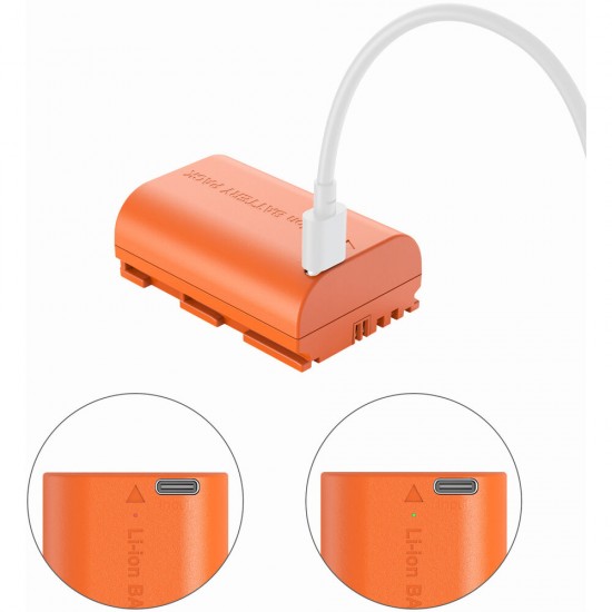 SmallRig LP-E6P USB-C Battery (2520mAh, Orange #5407) SmallRig LP-E6P USB-C Battery (2520mAh, Orange #5407)