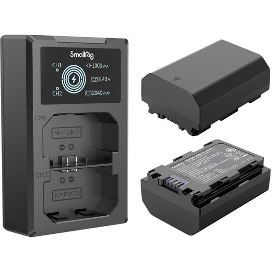 SmallRig NP-FZ100 Kit with 2 Batteries and 2-Bay USB Charger (#3824b)