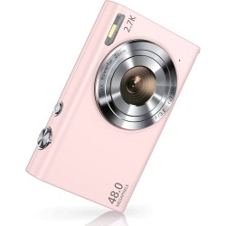Point and Shoot 2.7K 48MP Digital Camera with 32GB Memory Card (Pink)