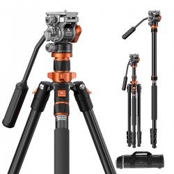 K&F Concept K234A7+FH-03 Professional Video Tripod with Fluid Head and Monopod | KF09.136