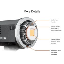 Godox SLB 60W Battery-powered Dimmable LED Video Light with Bowens Mount Godox SLB 60W Battery-powered Dimmable LED Video Light with Bowens Mount