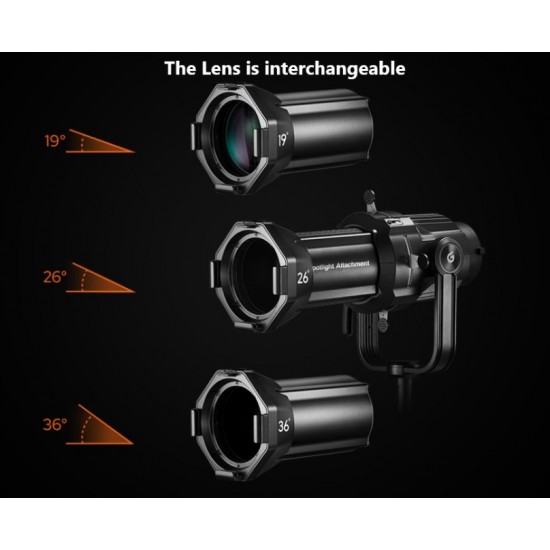 Kit Snoot Conico Godox VSA-19K Con Lente Di Proiezione 19° E 9 Gobos, Attacco Bowens, Per Flash E Luci LED Fino A 300W – Per Fotografia Creativa E Video