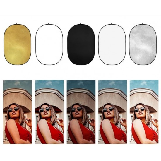 Godox 80x120cm (32x47 Inch) 5 in 1 Photography Collapsible Reflector Multi-Disc with Carrying Bag(Gold/Silver/Black/White/Translucent)