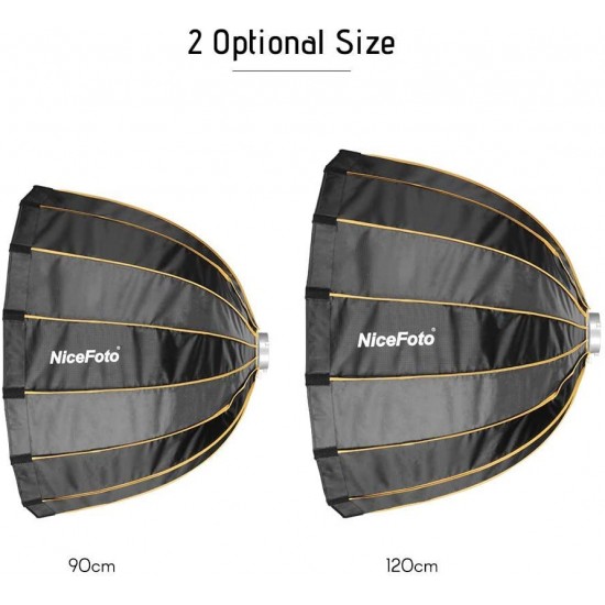 Nicefoto 90cm Deep Parabolic Quick Set-up Bowens Mount Softbox with Grid