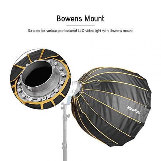 Nicefoto 90cm Deep Parabolic Quick Set-up Bowens Mount Softbox with Grid