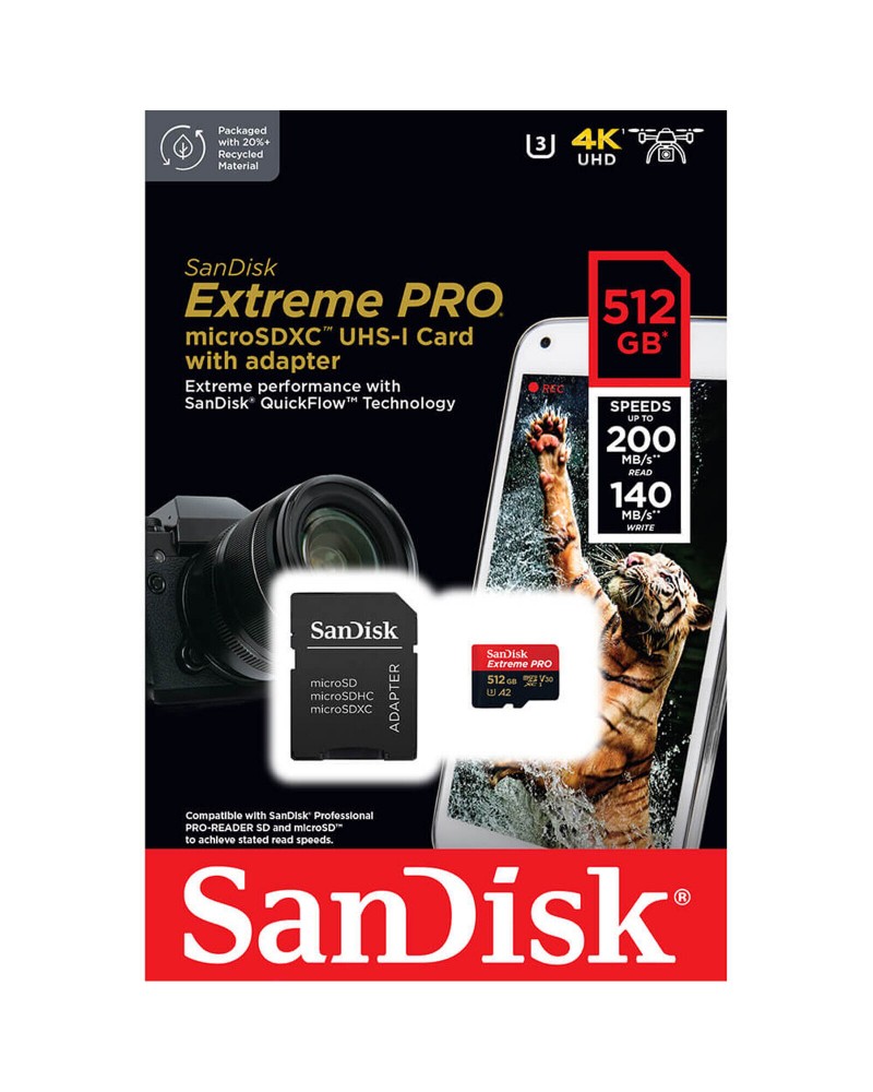 SanDisk 512GB Extreme Pro UHS-I microSDXC Memory Card with