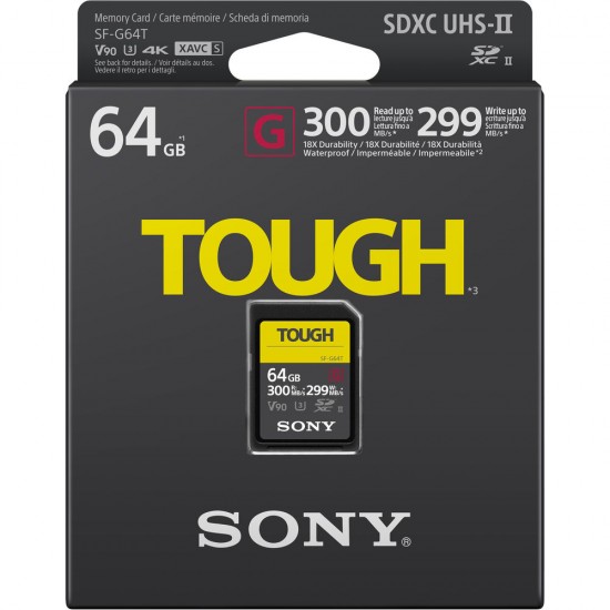 Sony 64GB SF-G TOUGH Series UHS-II SDXC Memory Card Sony 64GB SF-G TOUGH Series UHS-II SDXC Memory Card