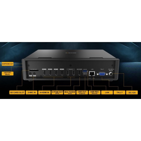 AVMATRIX Shark H4 PLUS 4-Channel HDMI Livestreaming Video Switcher with 10.1 inch IPS Display