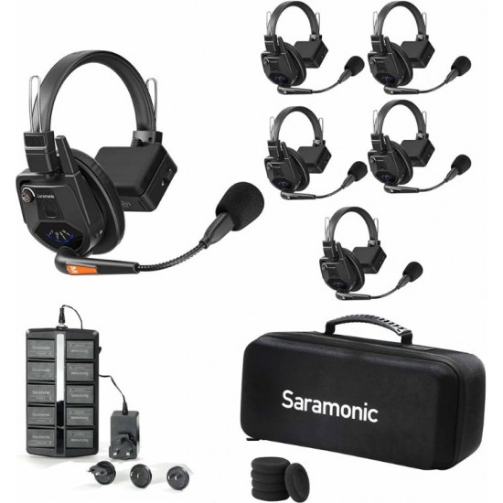 Saramonic WiTalk9-5S 5-Person Full-Duplex Wireless Intercom System with Single-Ear Headsets (1.9 GHz)